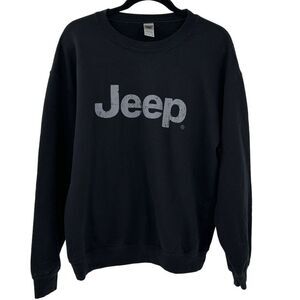 Jeep Iconic Distressed Logo Long Sleeve Black Sweatshirt Medium